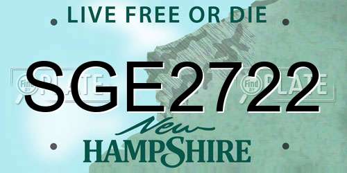 SGE2722 New Hampshire License Plate