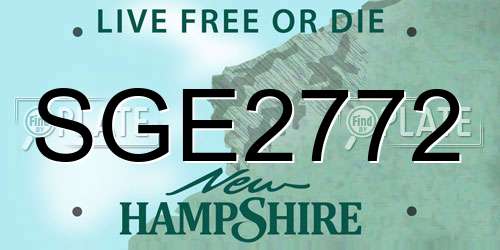SGE2772 New Hampshire License Plate