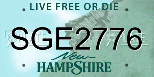 SGE2776 New Hampshire License Plate
