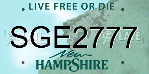 SGE2777 New Hampshire License Plate