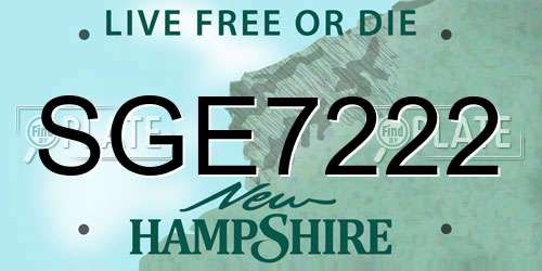 SGE7222 New Hampshire License Plate