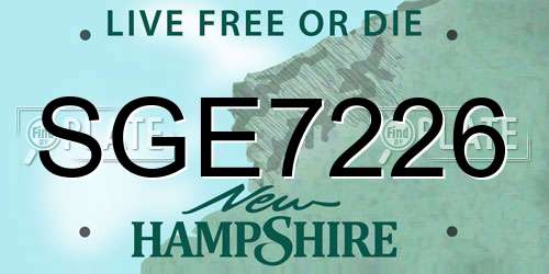 SGE7226 New Hampshire License Plate