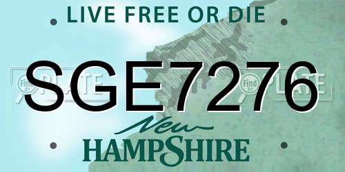 SGE7276 New Hampshire License Plate