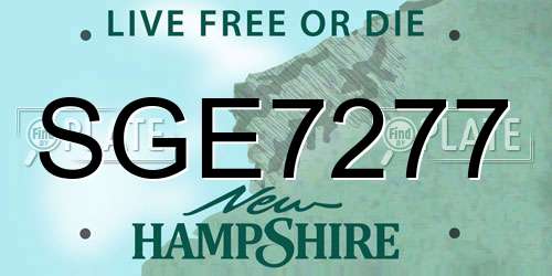 SGE7277 New Hampshire License Plate