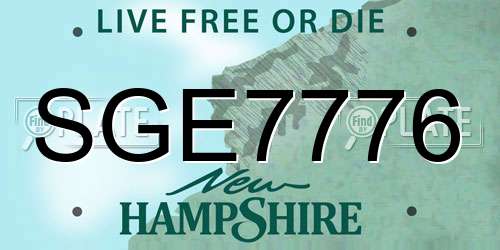 SGE7776 New Hampshire License Plate