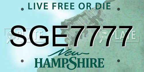 SGE7777 New Hampshire License Plate