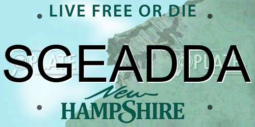 SGEADDA New Hampshire License Plate