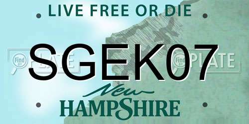 SGEK07 New Hampshire License Plate
