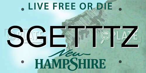 SGETTTZ New Hampshire License Plate
