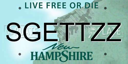 SGETTZZ New Hampshire License Plate