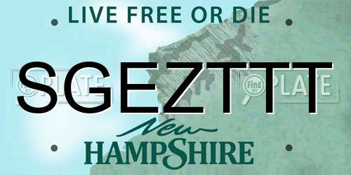 SGEZTTT New Hampshire License Plate