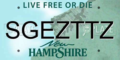 SGEZTTZ New Hampshire License Plate