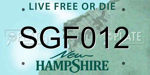 SGF012 New Hampshire License Plate