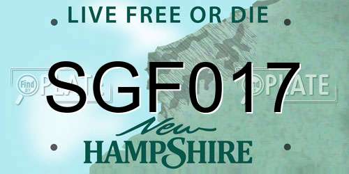 SGF017 New Hampshire License Plate
