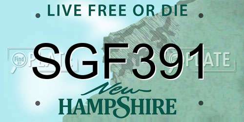 SGF391 New Hampshire License Plate