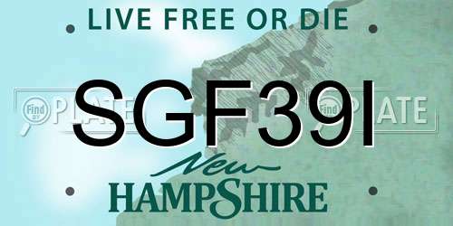 SGF39I New Hampshire License Plate