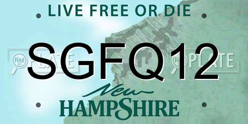 SGFQ12 New Hampshire License Plate