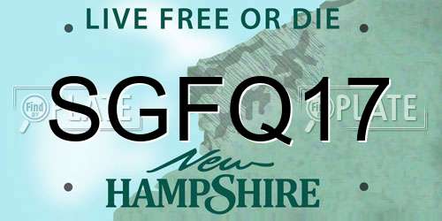 SGFQ17 New Hampshire License Plate