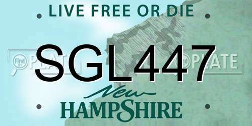 SGL447 New Hampshire License Plate