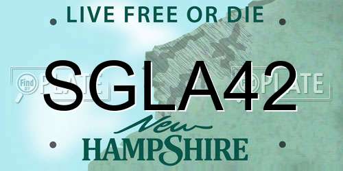 SGLA42 New Hampshire License Plate