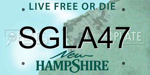 SGLA47 New Hampshire License Plate