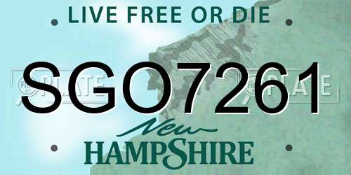 SGO7261 New Hampshire License Plate