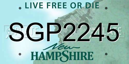 SGP2245 New Hampshire License Plate