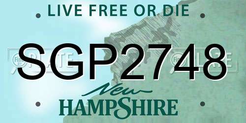 SGP2748 New Hampshire License Plate
