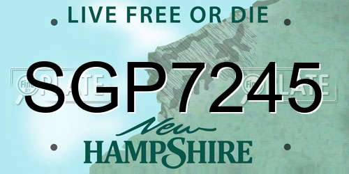 SGP7245 New Hampshire License Plate