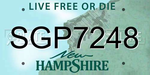 SGP7248 New Hampshire License Plate