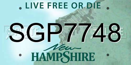 SGP7748 New Hampshire License Plate