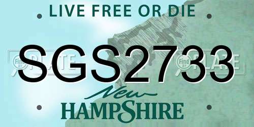 SGS2733 New Hampshire License Plate