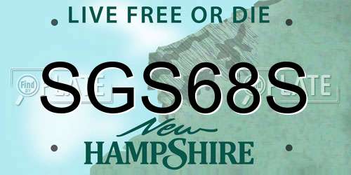 SGS68S New Hampshire License Plate