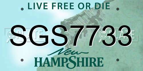 SGS7733 New Hampshire License Plate