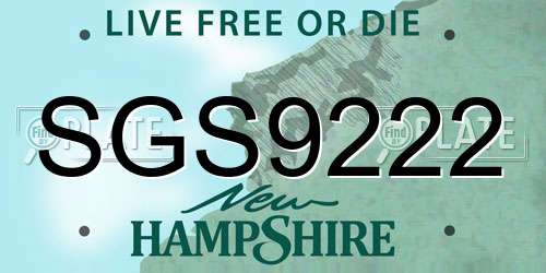 SGS9222 New Hampshire License Plate