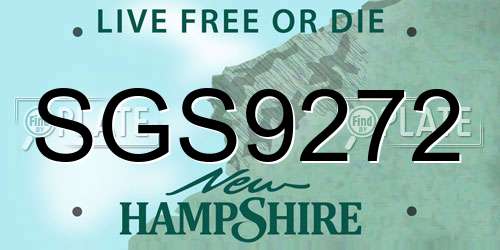 SGS9272 New Hampshire License Plate