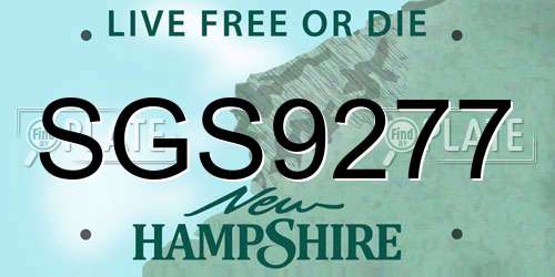 SGS9277 New Hampshire License Plate