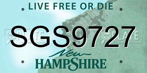 SGS9727 New Hampshire License Plate