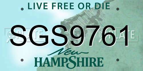 SGS9761 New Hampshire License Plate