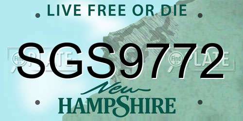 SGS9772 New Hampshire License Plate