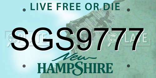 SGS9777 New Hampshire License Plate