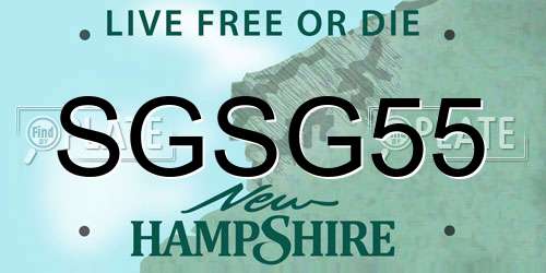 SGSG55 New Hampshire License Plate
