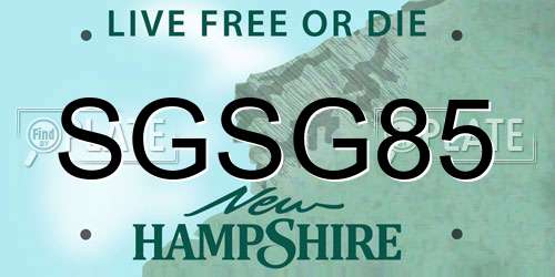 SGSG85 New Hampshire License Plate