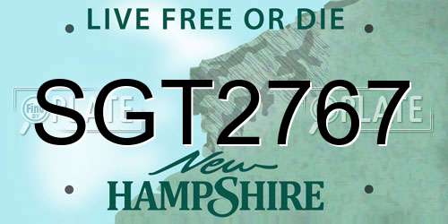 SGT2767 New Hampshire License Plate