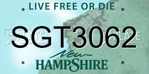 SGT3062 New Hampshire License Plate