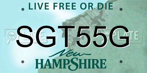 SGT55G New Hampshire License Plate