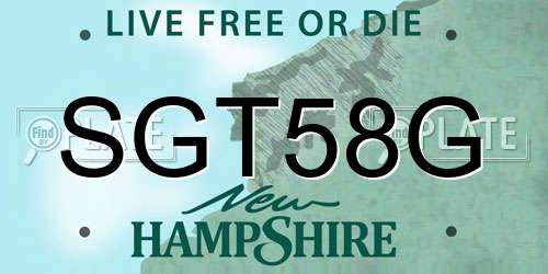 SGT58G New Hampshire License Plate