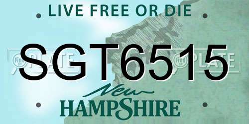 SGT6515 New Hampshire License Plate