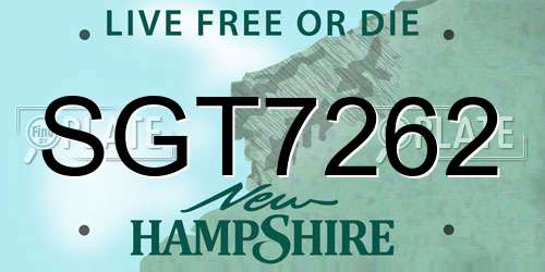 SGT7262 New Hampshire License Plate