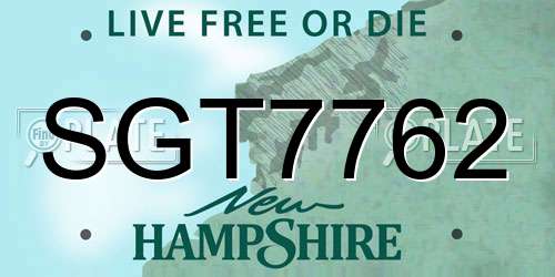 SGT7762 New Hampshire License Plate